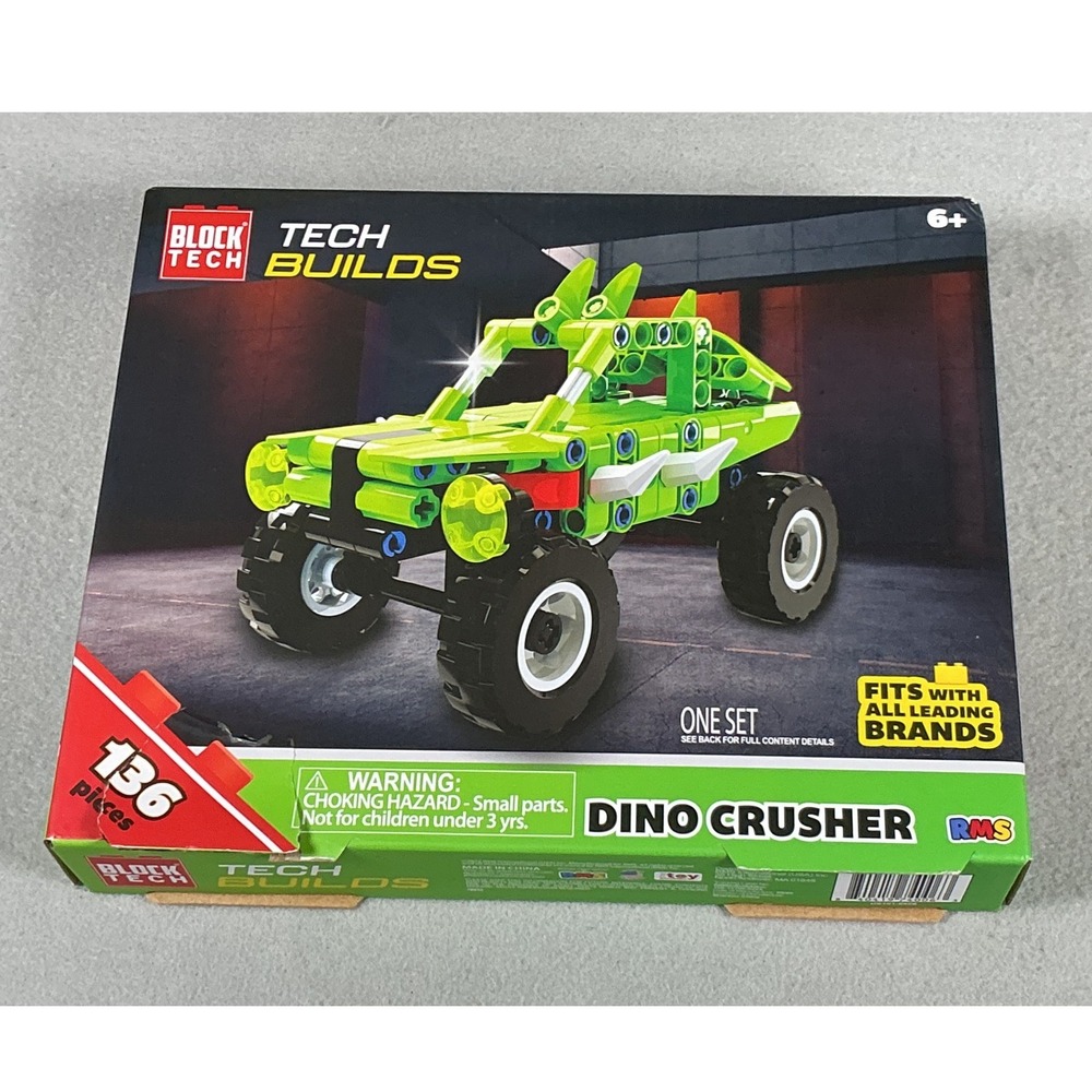 Block Tech Tech Builds Dino Crusher 136 Piece Green Off-Road Truck Building Set